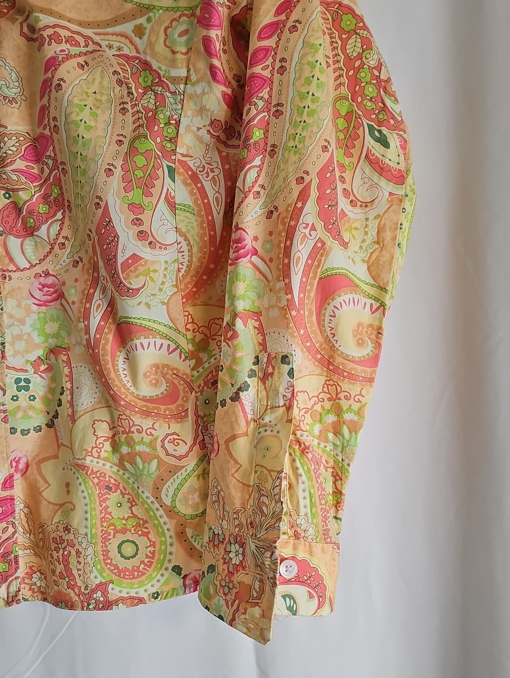 Bass Paisley Button-Down Shirt - Pink, Green, Tan - Picture 4 of 6